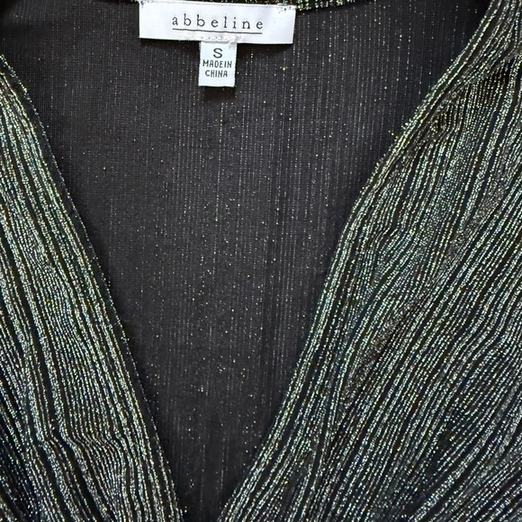 ✨ Abbeline Black Metallic Ribbed Mini Dress – Size Small in excellent condition - Picture 6 of 8